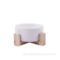 Ceramic dog cat pet bowl with wooden frame